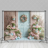 Aperturee - Aperturee Festival Entryway Pink Tulips Easter Egg Backdrop